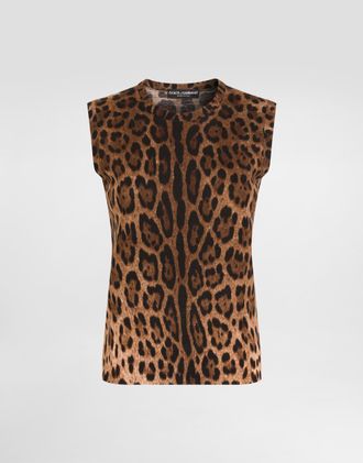 Dolce & Gabbana Leo-print Wool Top - Woman Collection Animal Print 36