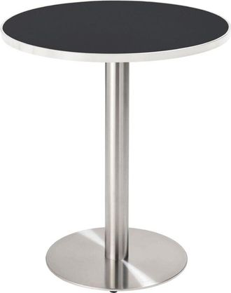 Oviala Mesa de comedor redonda 60 cm tapa negra/plata y pata plata