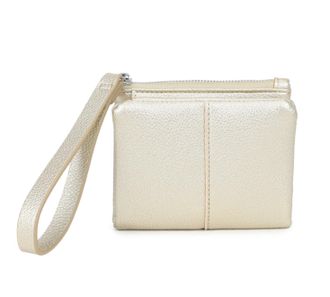 Generic Womens Faux Leather Wristlet Pouch, Zip Top Clutch with Wrist Strap, Textured Grain (Gold)