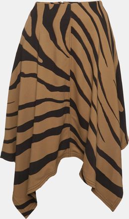 Roberto Cavalli Brown/black Zebra Print Crepe Asymmetric Skirt