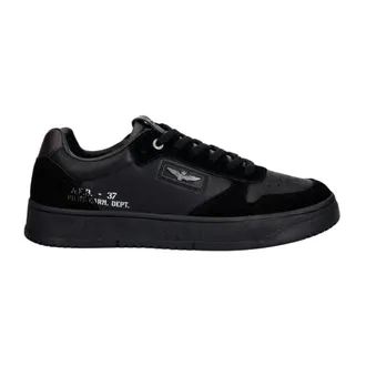 Aeronautica Schoenen, Heren, Zwart, 43 EU, Leer, Panelled Lace-up Sneakers