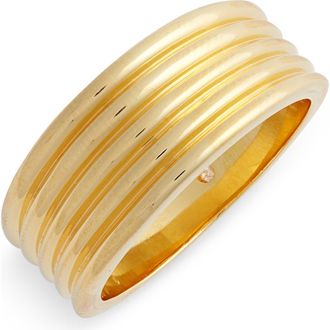 Nordstrom Fine Rib Band Ring in 14K Gold Plated at Nordstrom Rack, Size 8