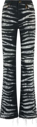 Roberto Cavalli Jeans svasati con stampa zebrata - Nero