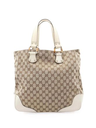 Gucci 2000-2015 GG Canvas Bamboo Horsebit tote bag - Brown