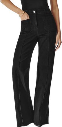 Reiss Sakura Pintuck Patch Pocket Wide Leg Jeans in Black at Nordstrom, Size 29P