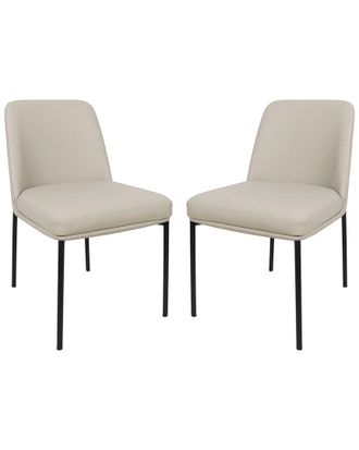 Manhattan Comfort Set Of 2 Loft Metal Vegan Leather Side Chairs