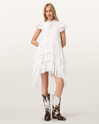 AllSaints Cotton Cavarly Cotton Mini Dress, Size: UK 14/US 10