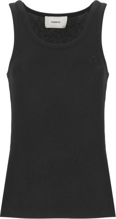 Coperni Zwarte Mouwloze Top met Ronde Hals en Geborduurd Detail - Dames - Tops zonder mouwen - Zwart - XS - Tops