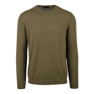 Roberto Collina Truien & Vesten, Heren, Groen, S, Katoen, Maglioncino Girocollo