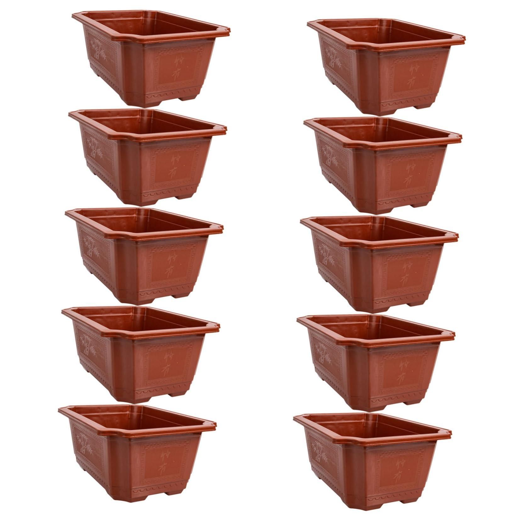 Hananojia Blumenkasten Set - 8 Stück, 43,2x17,8x16 Cm, Kunststoff-Pflanzgefäße Mit Ablauflöchern & Untersetzer Für Fensterbank & Balkon