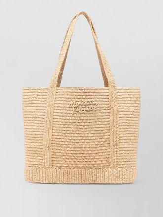 Maison Kitsun&eacute; rafia beach tote bag woven texture dual handles