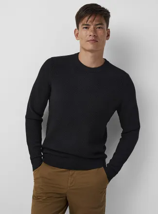 Le 31 Mens Diamond-textured sweater
