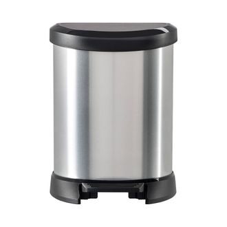 Dmora Contenedor De Basura Suni, Cubo De La Basura, Papelera Para Recogida Selectiva De Residuos, Gabinete De Basura, 25x21 H28 Cm, Plata Y Negro - Dmora