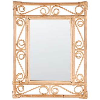 Beliani Espejo Decorativo De Pared Con Forma Rectangular Y Marco De Rat&aacute;n Natural 41 X 52 Cm Amanu