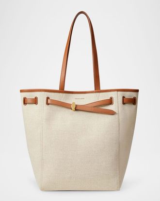 Veronica Beard Dash Canvas & Leather North-South Tote Bag