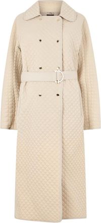 Moorer Bonnie Lange Jas met Riem - Dames - Mantels - Beige - Maat: XS Zijde
