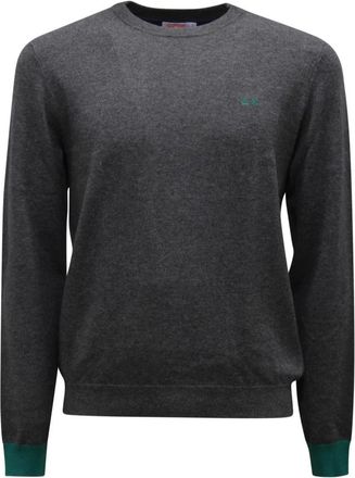 Sun 68 Truien & Vesten, Heren, Grijs, M, Katoen, Wol/Katoen Trui Donkergrijs Elleboog Contrast