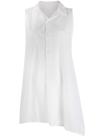 Yohji Yamamoto sleeveless asymmetric shirt - women - Cotton - 2 - White