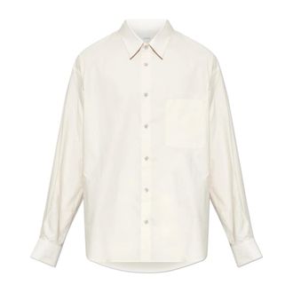 Christophe Lemaire Formal Shirts, male, Beige, Size: M Regular Shirt in Washed Cotton Silk
