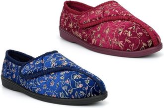 Generic Womens Washable Slippers Size 7 Washable Slippers Size 8 Touch Fastening Slipper Ladies Touch Fastening Slipper Rubber Sole Lightweight Sizes 3-8 Burg