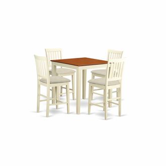 East West Furniture VERN5-WHI-C 5 Pc counter height pub set - counter height Table and 4 Kitchen Dining Chairs