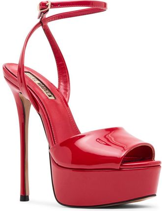 Steve Madden Jezzica Ankle Strap Platform Sandal in Red Patent at Nordstrom, Size 9.5
