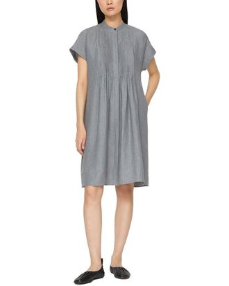 Lafayette 148 New York Pintuck Bib Linen Dress