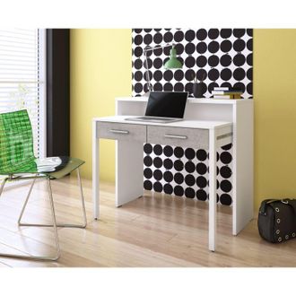 Dmora Escritorio Opaglio, Modular, 2 Cajones, Un Compartimento, 98.6x36.6x86.9h Cm Blanco Cemento