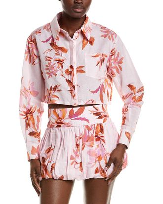 Rococo Sand Linen-Blend Crop Shirt