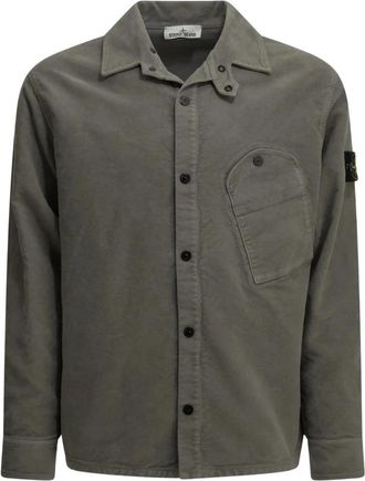 Stone Island Moleskin Casual Shirt - Heren - Casual Overhemden - Grijs - XL - Katoen - Overhemden