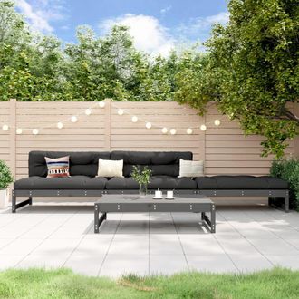 vidaXL Vidaxl - Juego De Muebles De Jard&iacute;n 4 Pzas Madera Maciza De Pino Gris