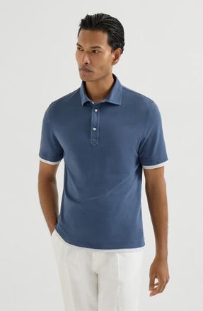 Brunello Cucinelli Piqu&eacute; polo shirt in Azure at Nordstrom, Size Xxx-Large Eu
