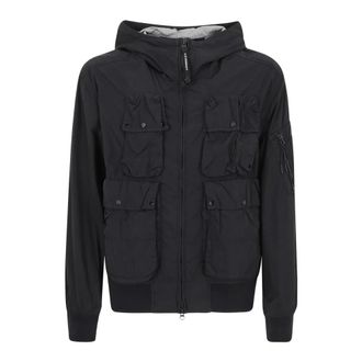 C.P. Company Light Jackets, male, Black, Size: XL Chrome-R Goggle Jacket