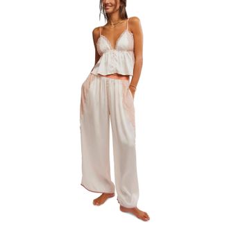 Free People Anywhere With You Lounge Set Womens Ivory Lace Detail JDM2530