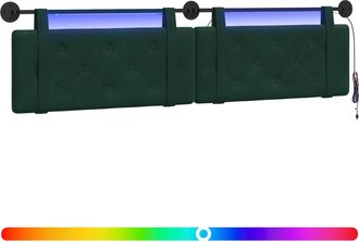 vidaXL Cabecero Colgante Con Luz Led Verde Oscuro Terciopelo Vidaxl