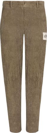 Dolce & Gabbana logo-patch corduroy tapered trousers - men - Cotton - 50 - Neutrals