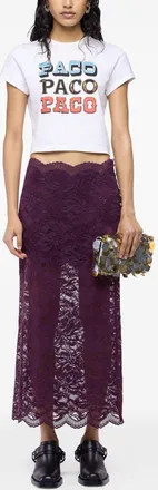 Paco Rabanne Lace Scalloped Skirt - Purple