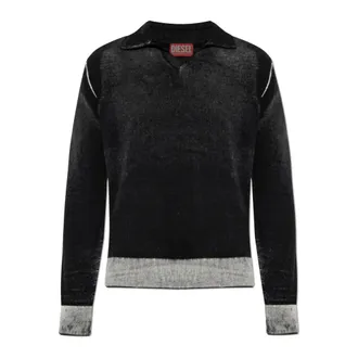 Diesel V-neck Knitwear, male, Black, Size: M K-Lorenzo