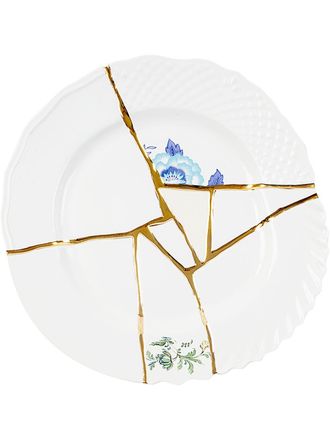 Seletti Kintsugi No. 3 dinner plate (28cm) - unisex - Gold/Porcelain - One Size - White