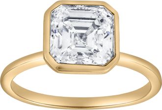 LuvMyJewelry Adele 3 Ct Asscher Lab Grown Diamond Bezel Engagement Ring