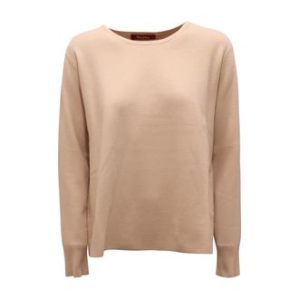 Max Mara Studio Viscose Blend Sweater Poker - Dames - Ronde hals truien - Beige - XL - Truien & Vesten