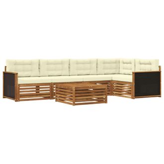 vidaXL Conjunto De Sof&aacute;s De Exterior 6 Pcs Natural Y Crema Vidaxl