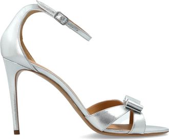 Ferragamo Roxy Sandalen met Hak - Dames - Sandalen met hakken - Grijs - 37 1/2 EU - Leer - Schoenen