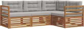 vidaXL Conjunto De Sof&aacute;s De Exterior 4 Uds. Gris Natural Y Claro Vidaxl