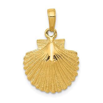 Diamond2Deal 14k Yellow Gold Scallop Shell Pendant
