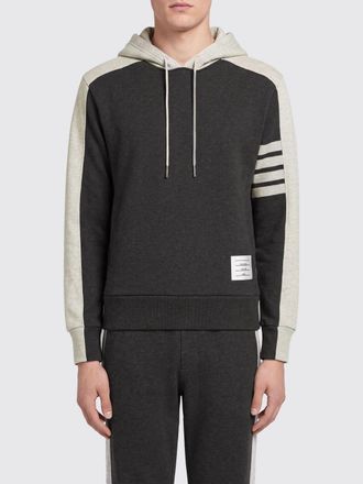 Thom Browne Cotton Hoodie with Iconic 4-Bar Stripes on the Sleeve