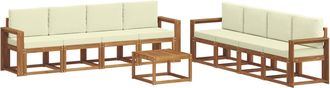 vidaXL Conjunto De Sof&aacute;s De Exterior 9 Uds. Natural Y Crema Vidaxl