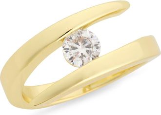 Covet Single Stone Bypass Ring in Clear /Gold at Nordstrom Rack, Size 8