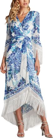 Tadashi Shoji Mair Floral Print Tassel Fringe Wrap Dress