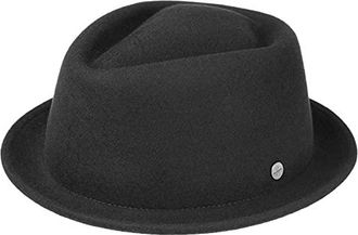 Chapeau Pork Pie En Laine Lierys - Made In Italy, Bord étroit 4cm, Bande Colorée, Pour Homme Automne-hiver